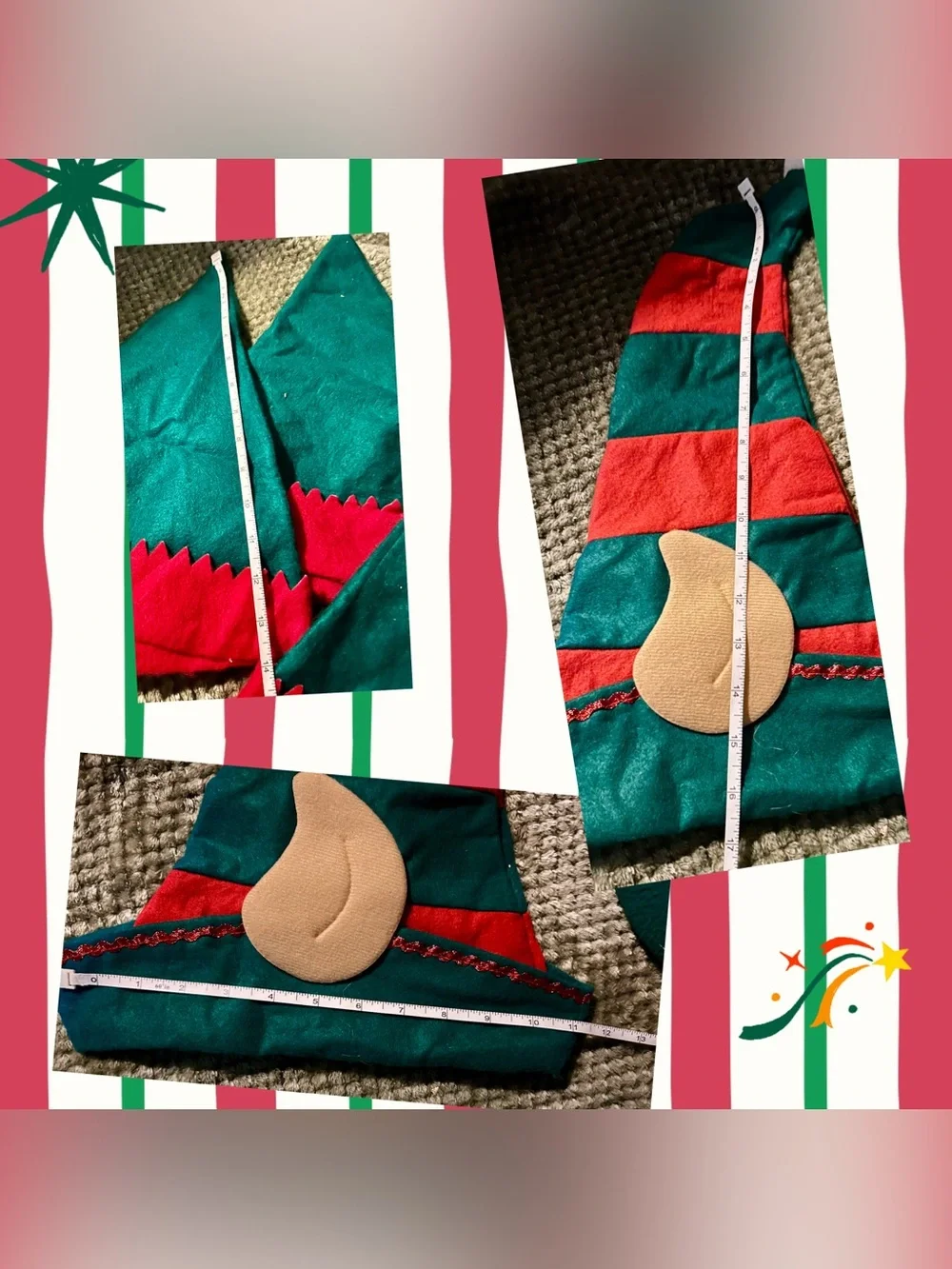 ELF Green & Red Plush Elf Hat and Booties Set